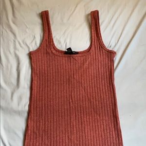 Orange Ribbed Bodycon Dress